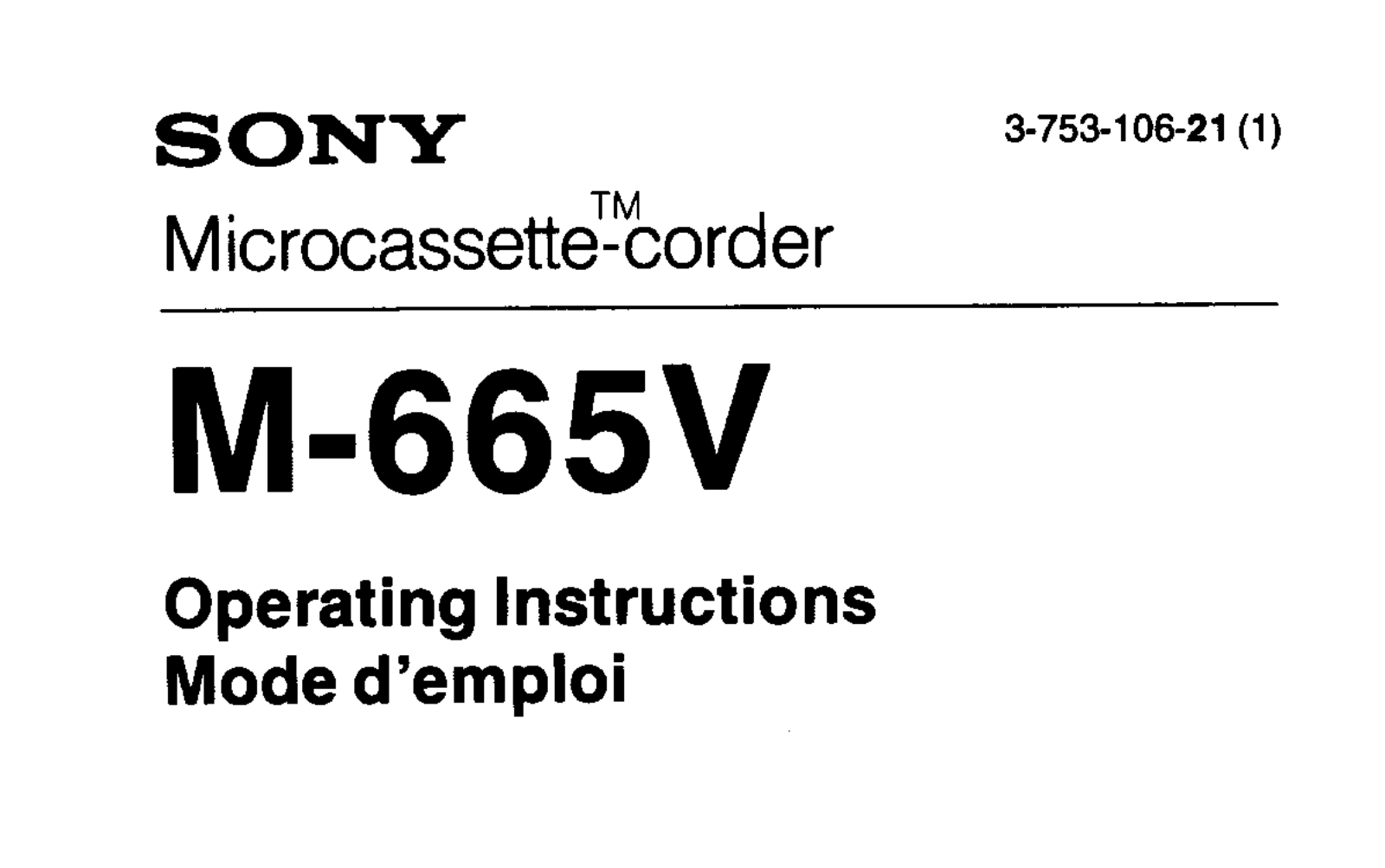 Sony M665V User Manual