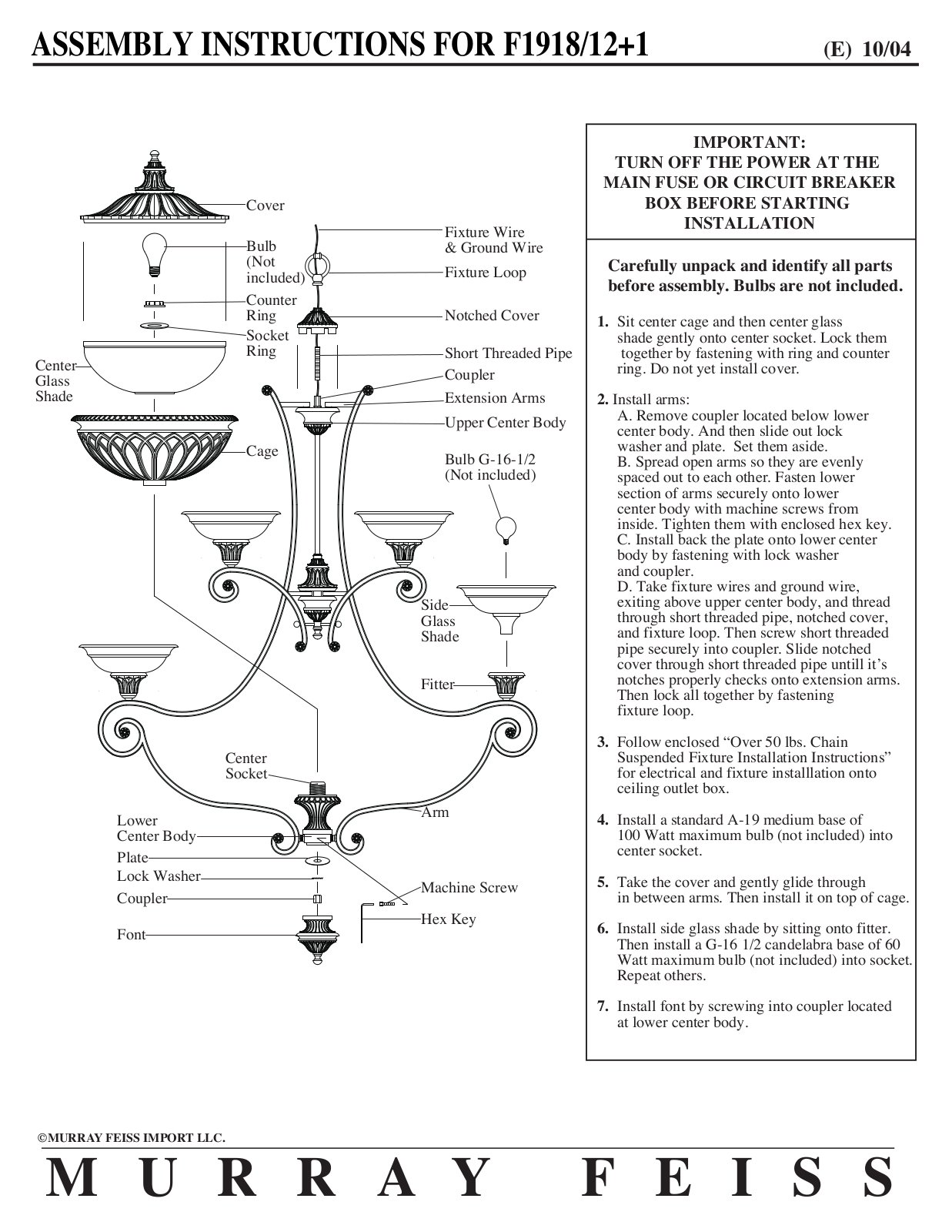 Feiss F1918 User Manual