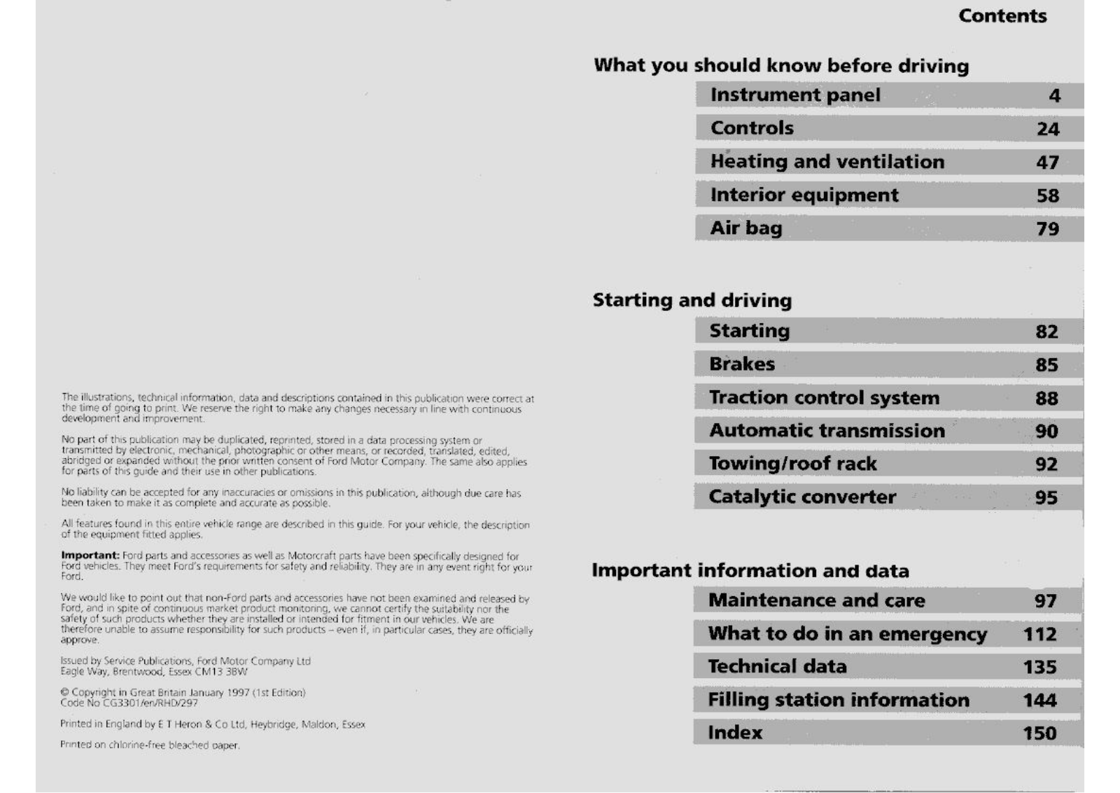 Ford Scorpio 1997 User Manual