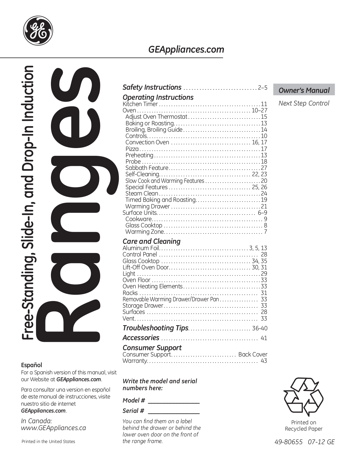 GE PHB925STSS Owner's Manual