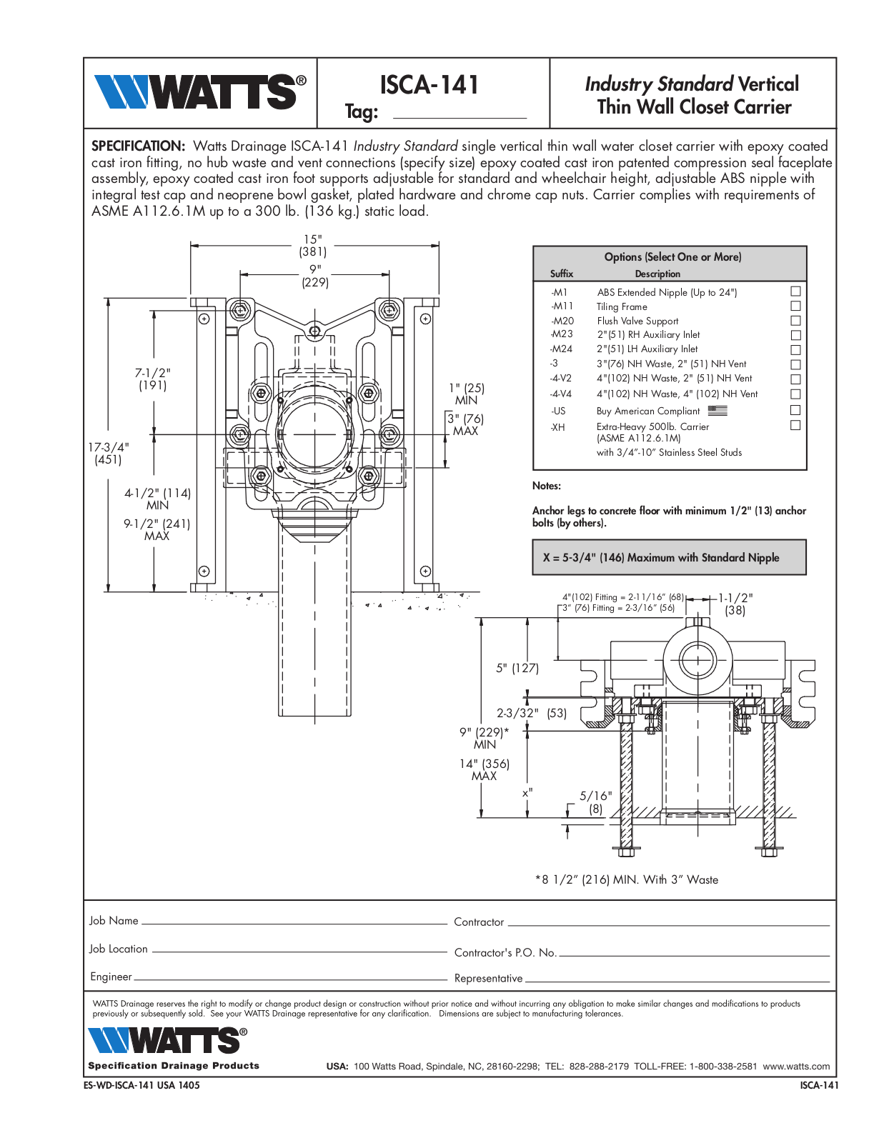 Watts ISCA-141 User Manual