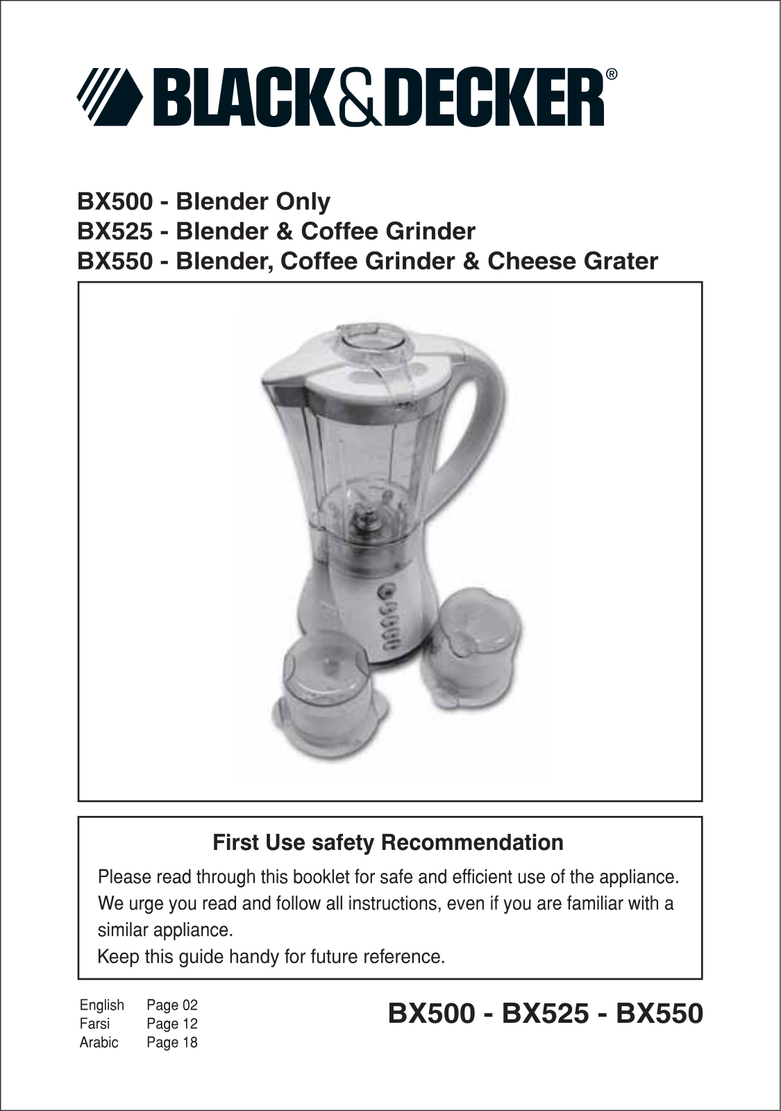 Black & Decker BX525, BX500, BX550 User Manual