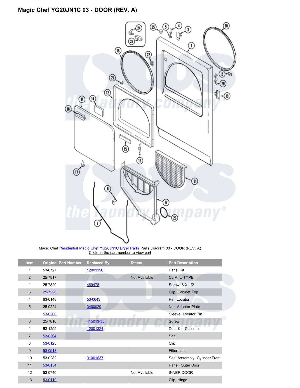 Magic Chef YG20JN1C Parts Diagram