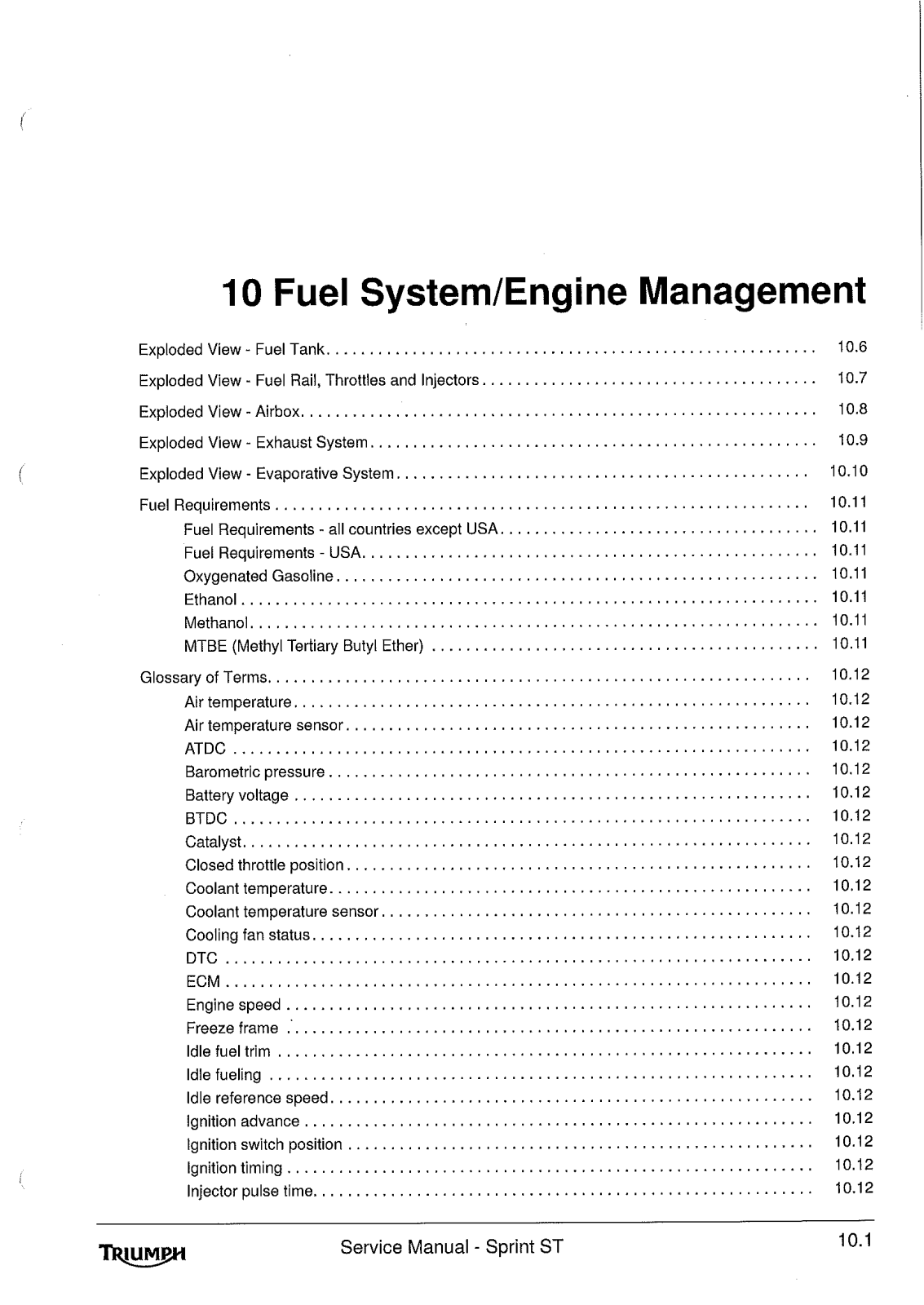 TRIUMPH Sprint St Service Repair Manual 10.1 11.8 Fuel System   Engine Management   Cooling