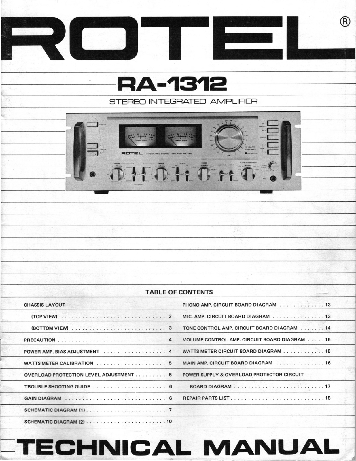 Rotel RA-1312 Service manual