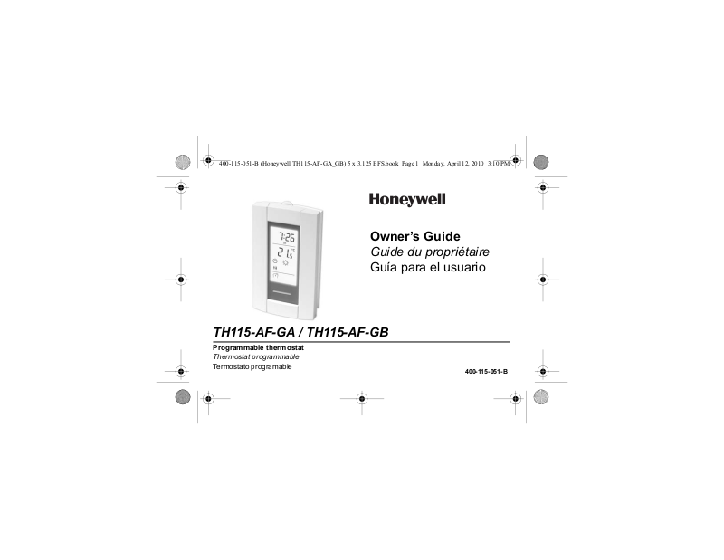 Honeywell TH115-AF-GB, TH115-AF-GA User Manual