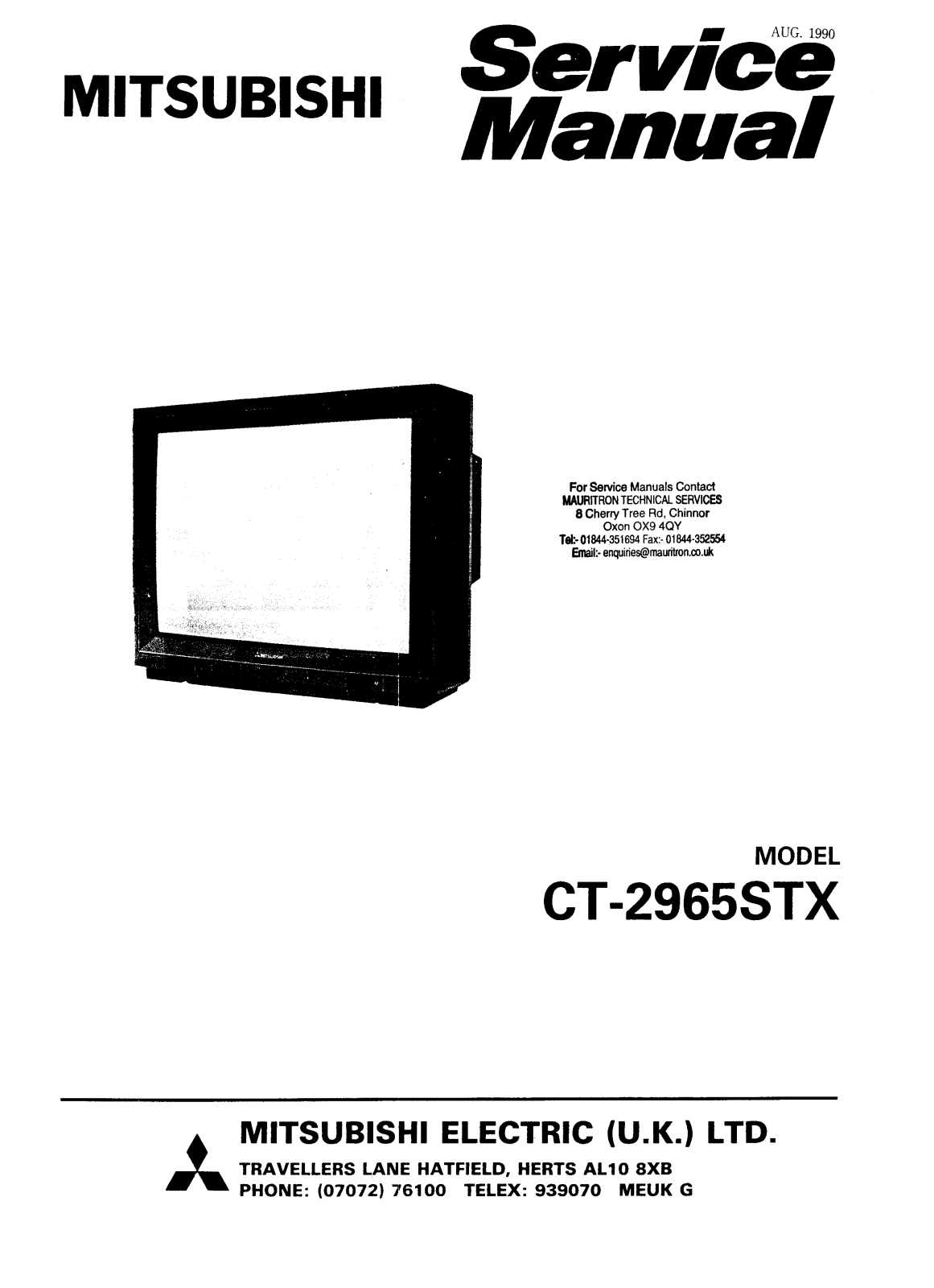 MITSUBISHI CT-2965STX Service manual