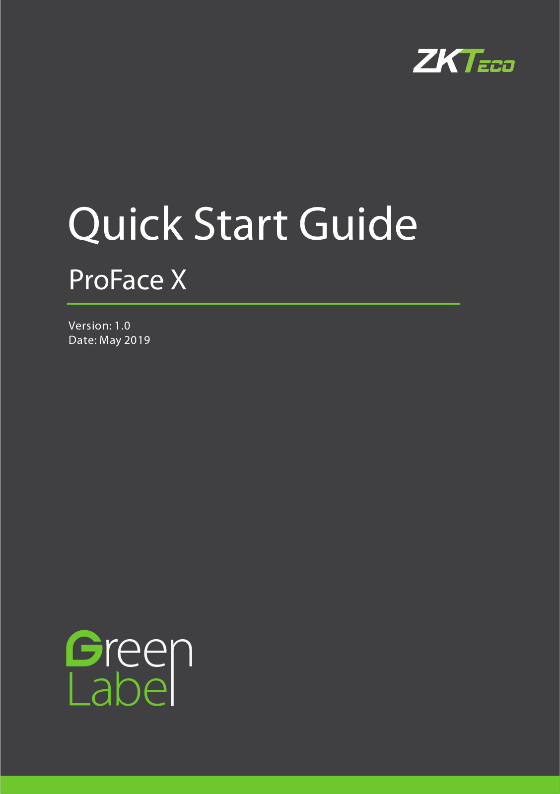 ZKTeco ProFace X Quick Start Manual