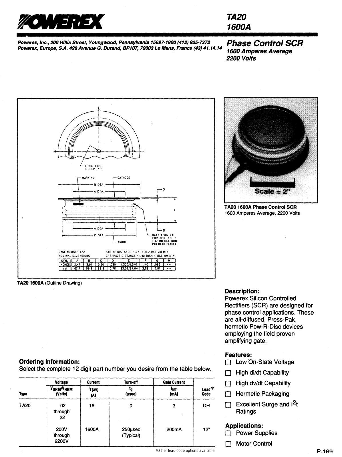 Powerex TA20 1600A Data Sheet - ManualMachine.com