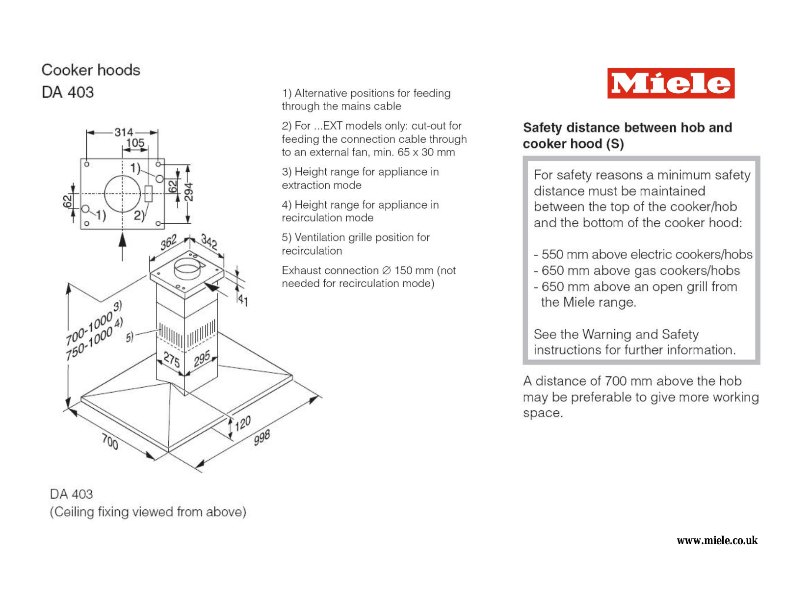 Miele DA403 User Manual