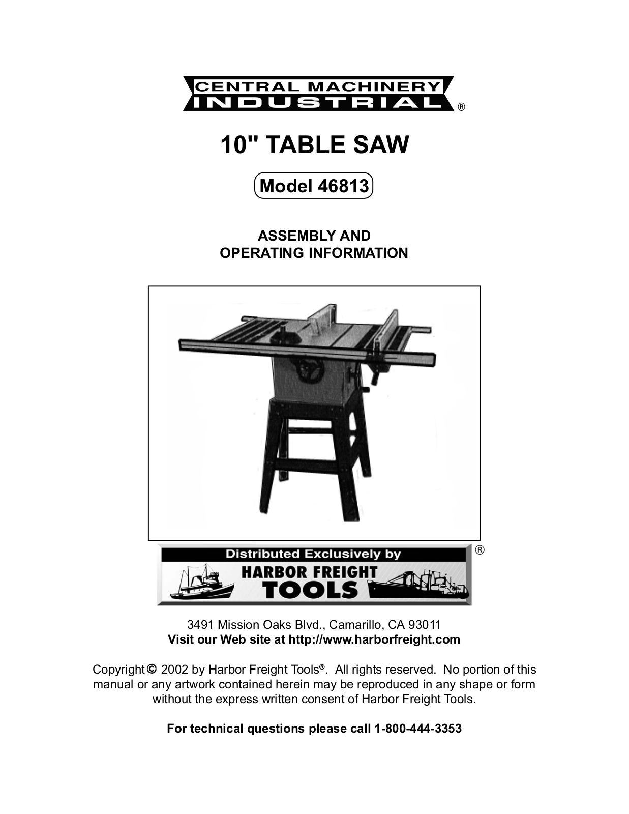 Harbor Freight Tools 46813 User Manual