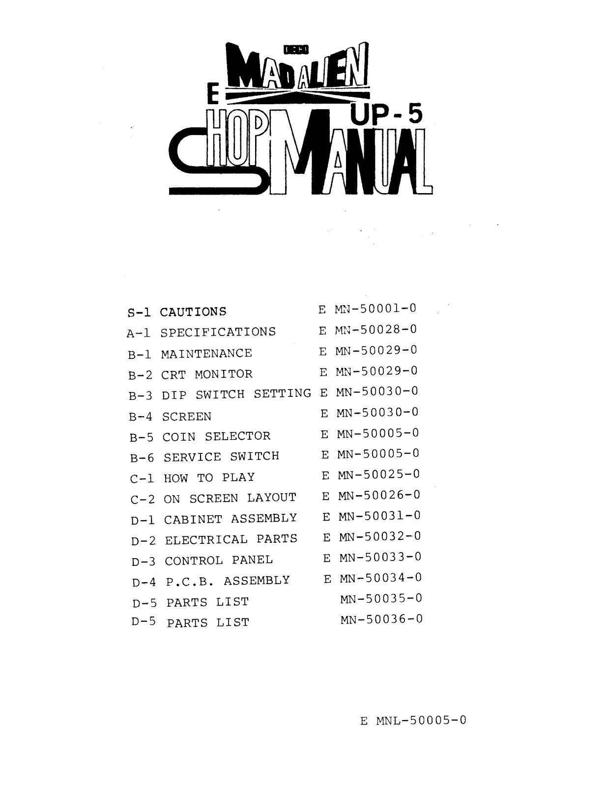 Data East Mad Alien User Guide