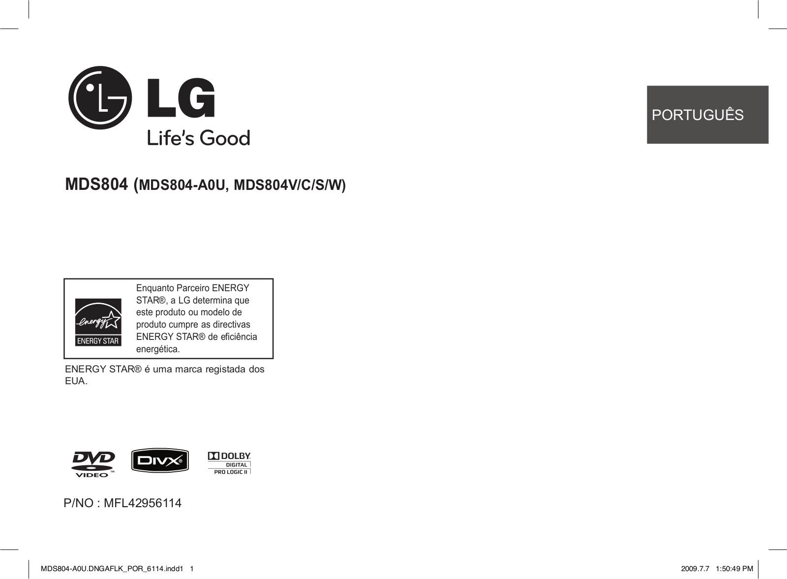 LG MDS804-A0U Owner’s Manual