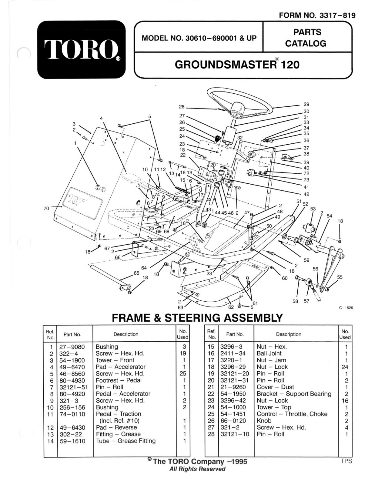 Toro 30610 Parts Catalogue