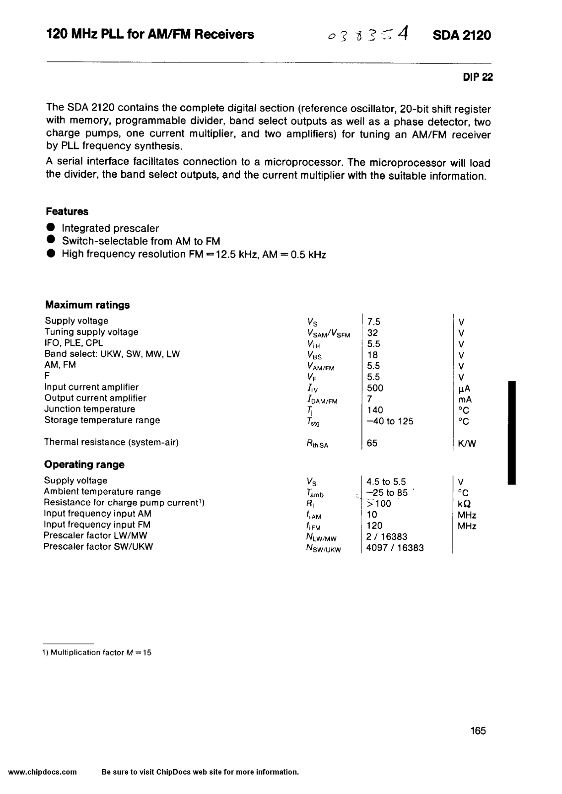 Siemens SDA2120 Datasheet