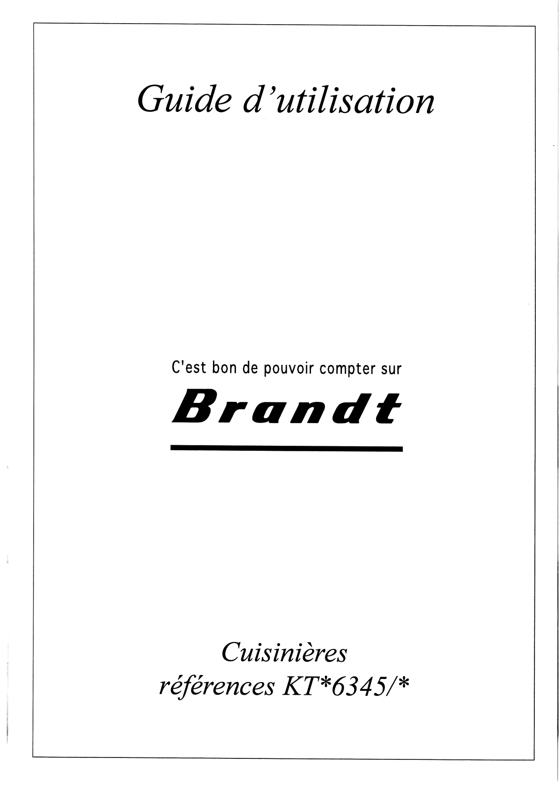 BRANDT KTB6345 User Manual