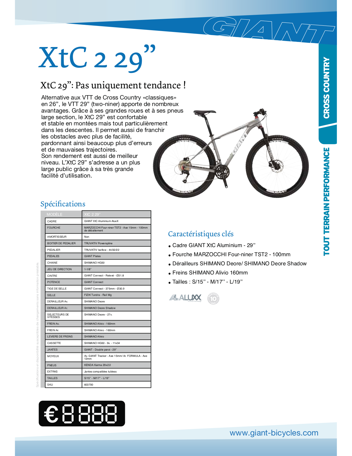 GIANT XTC 2 29 User Manual