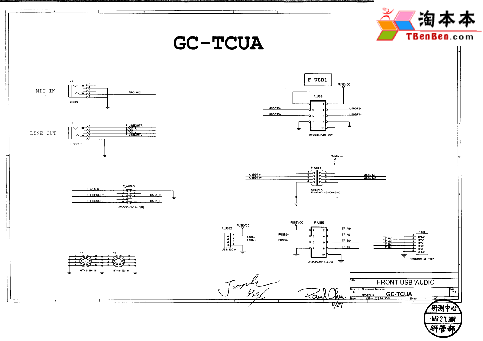 Gigabyte GC-TCUA_REV2.1 Schematic Schematic