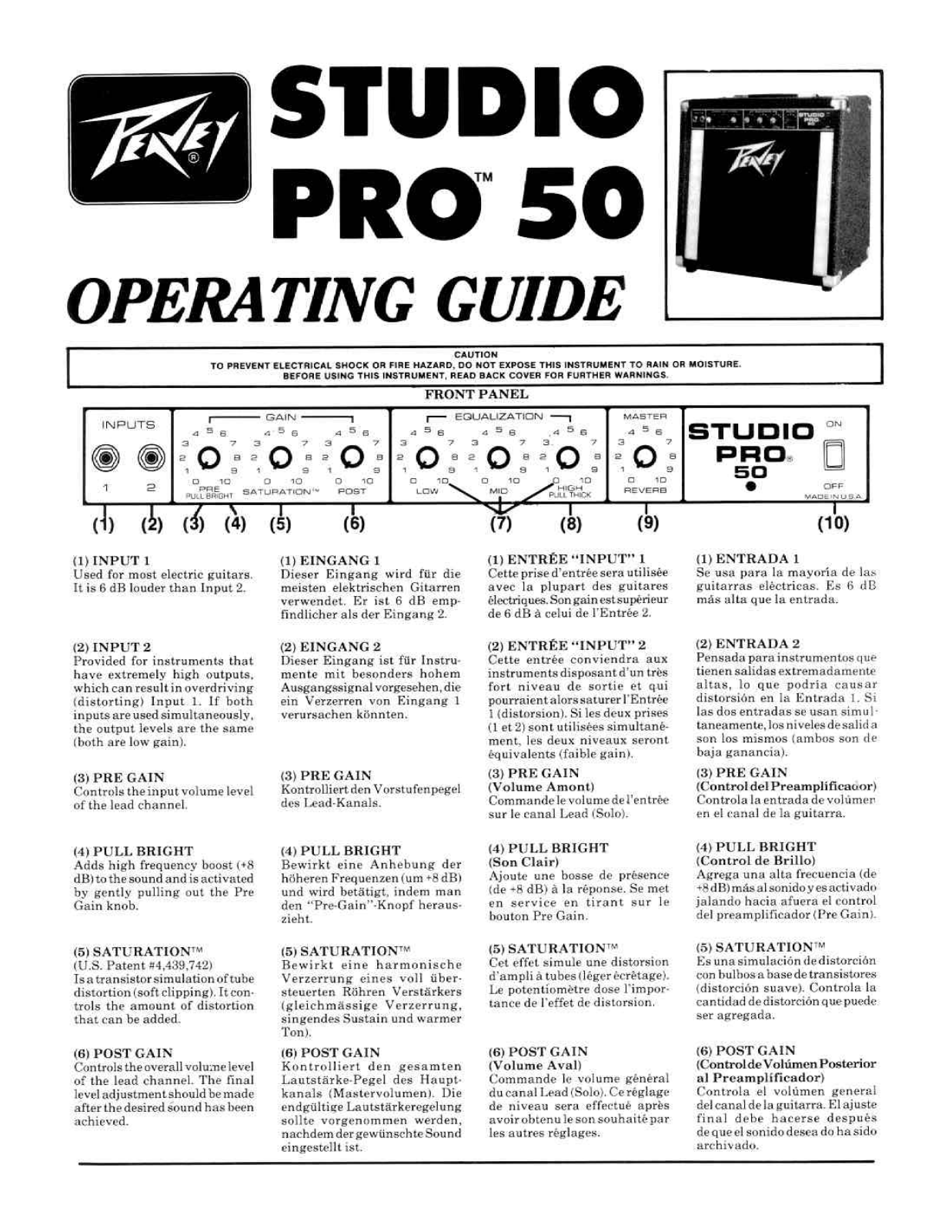 Peavey Studio Pro 50 User Manual