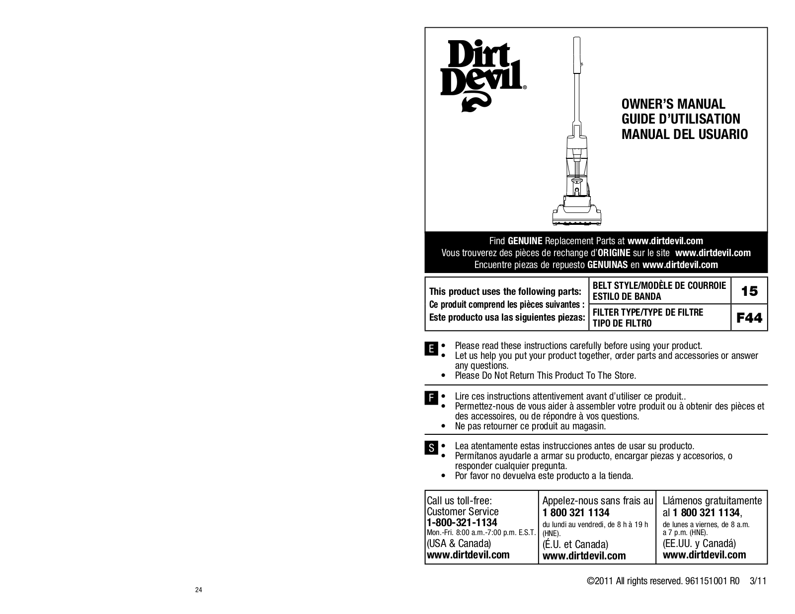 DIRTDEVIL UD20100 User Manual