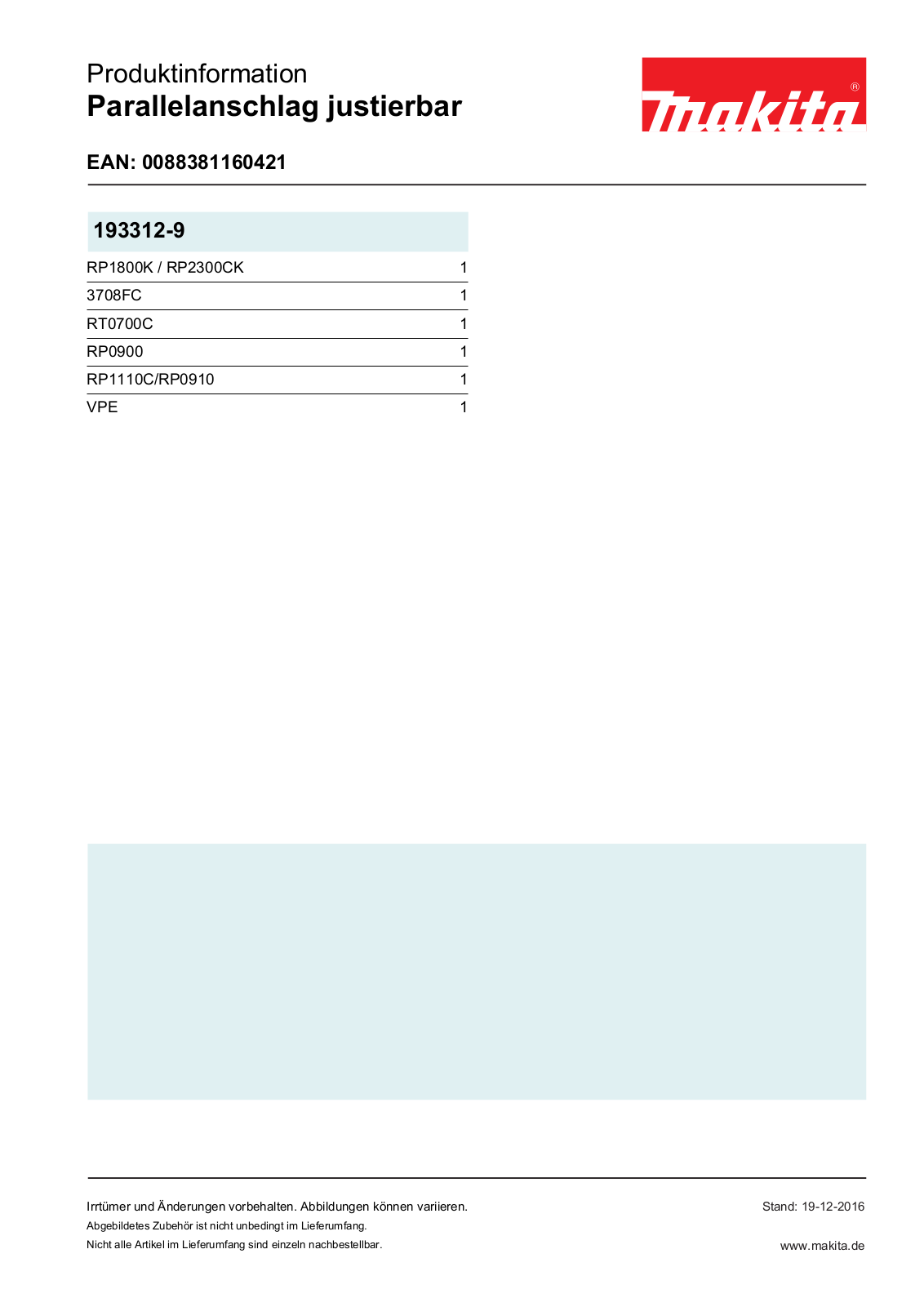 Makita 193312-9 Produkt information