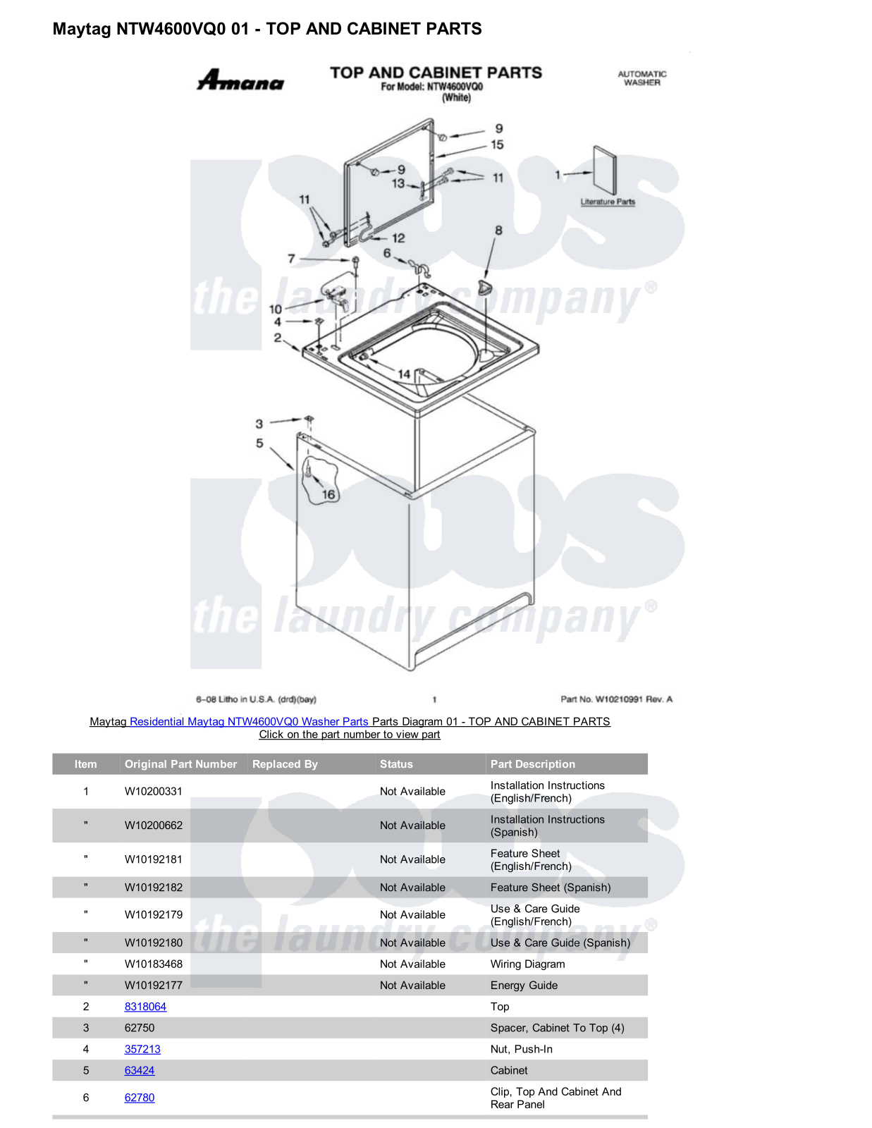 Maytag NTW4600VQ0 Parts Diagram