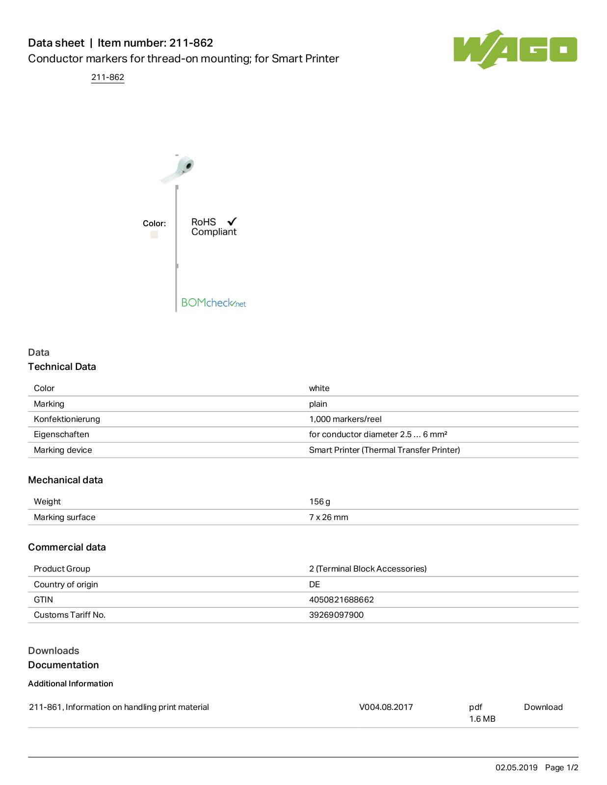 Wago 211-862 Data Sheet