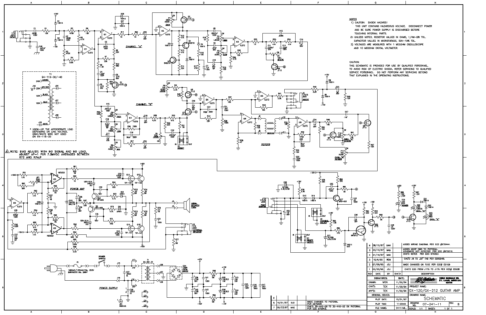 Crate GX80, gx 120 212 sch, GX212 Schematic