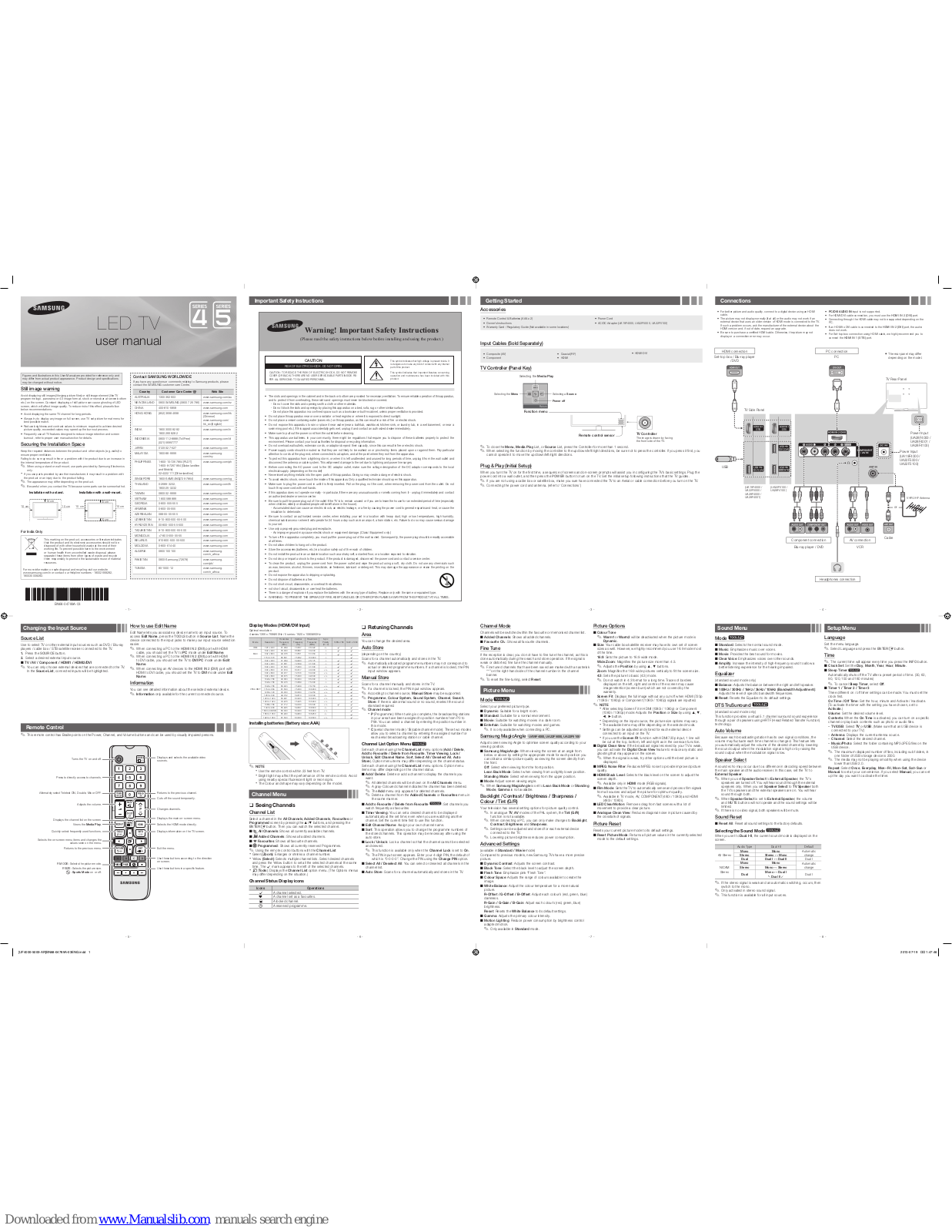 Samsung 5 Series, UA19F4000, UA22F5000, UA22F5100, UA28F4000 User Manual