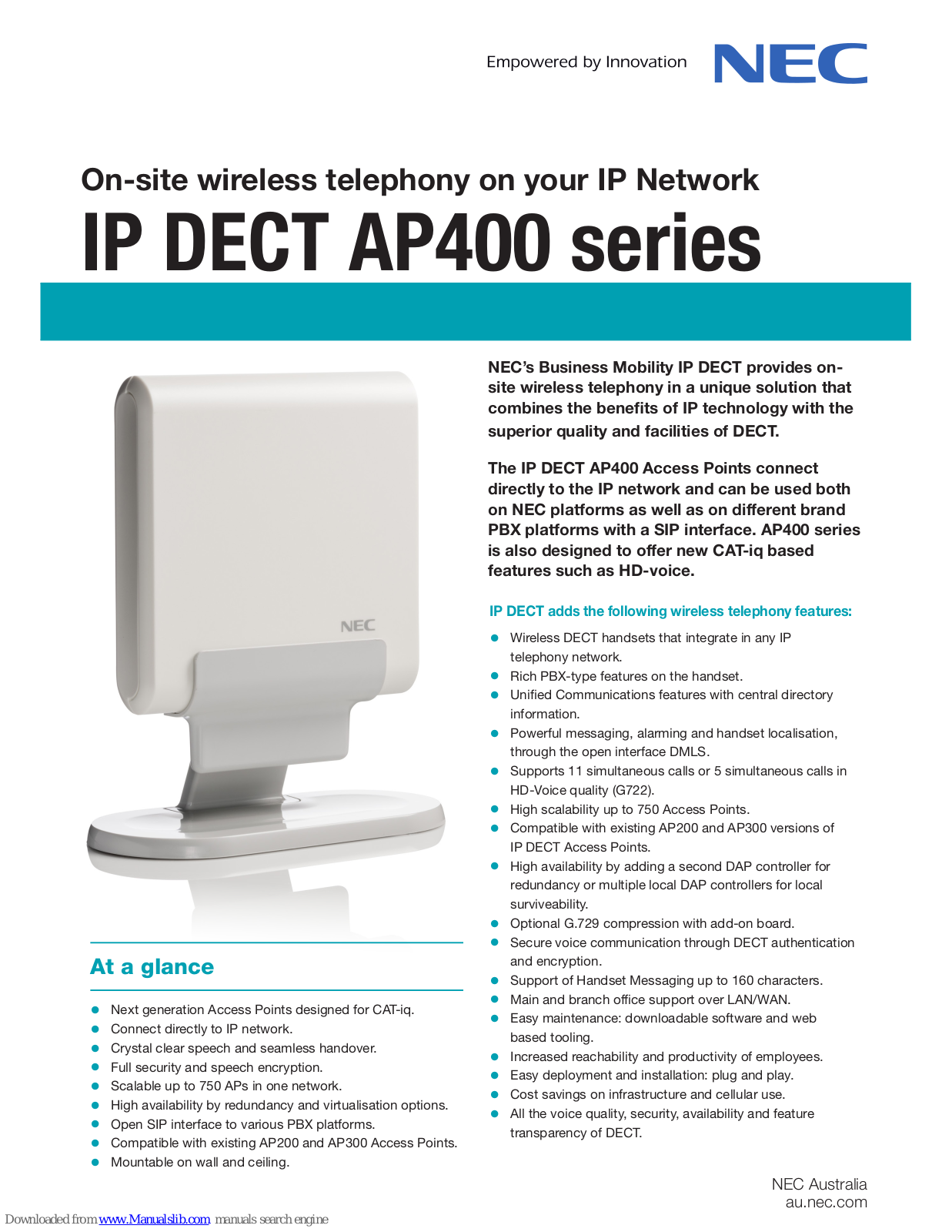 NEC AP400, AP400E, AP400C Features