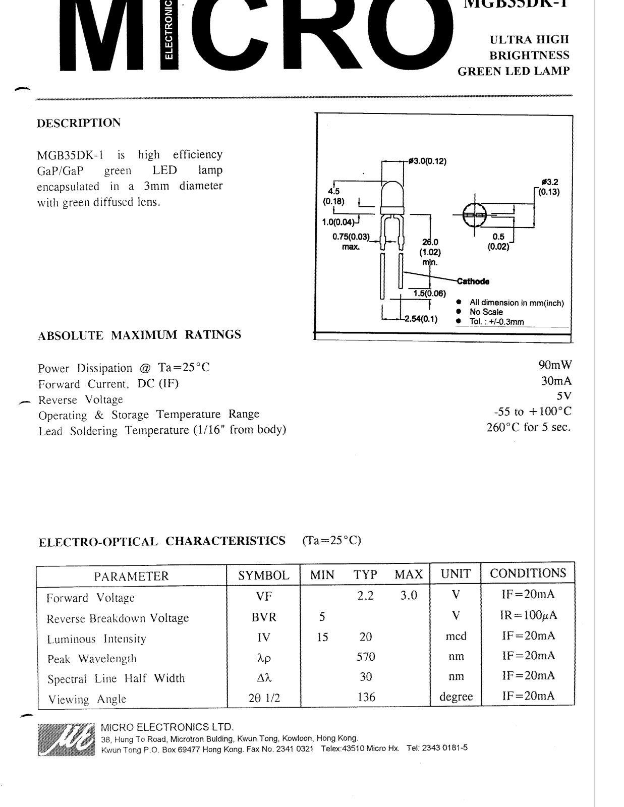 MICRO MGB35DK-1 Datasheet