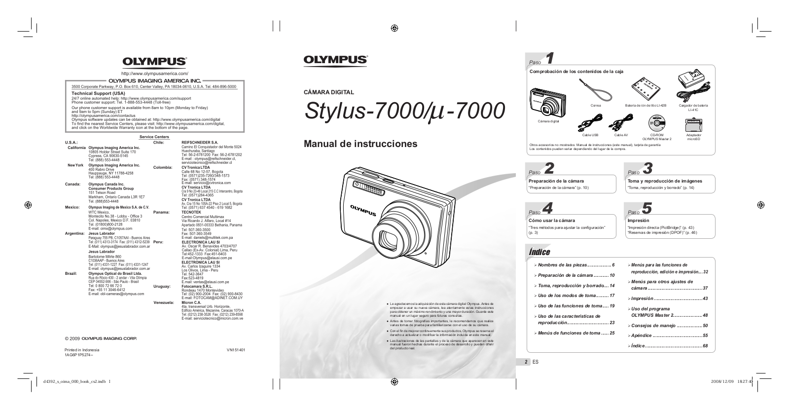 Olympus 226690 - Stylus 7000 Digital Camera, Stylus 7000, mju-7000 Manual De Instrucciones