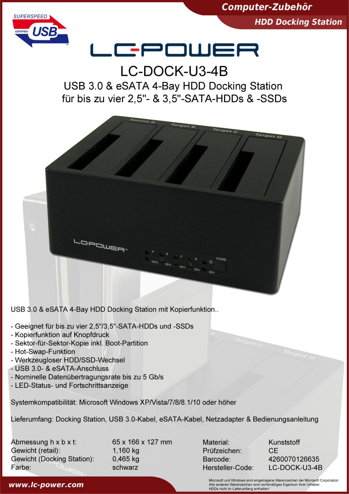 LC-Power LC-DOCK-U3-4B User Manual