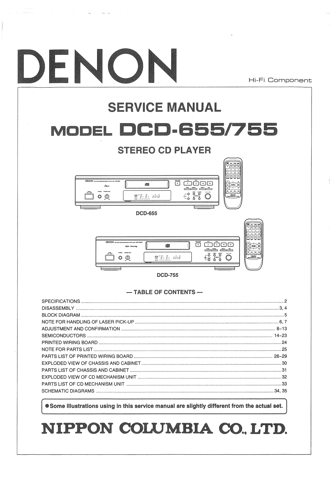 Denon DCD-655, DCD-755 Service Manual