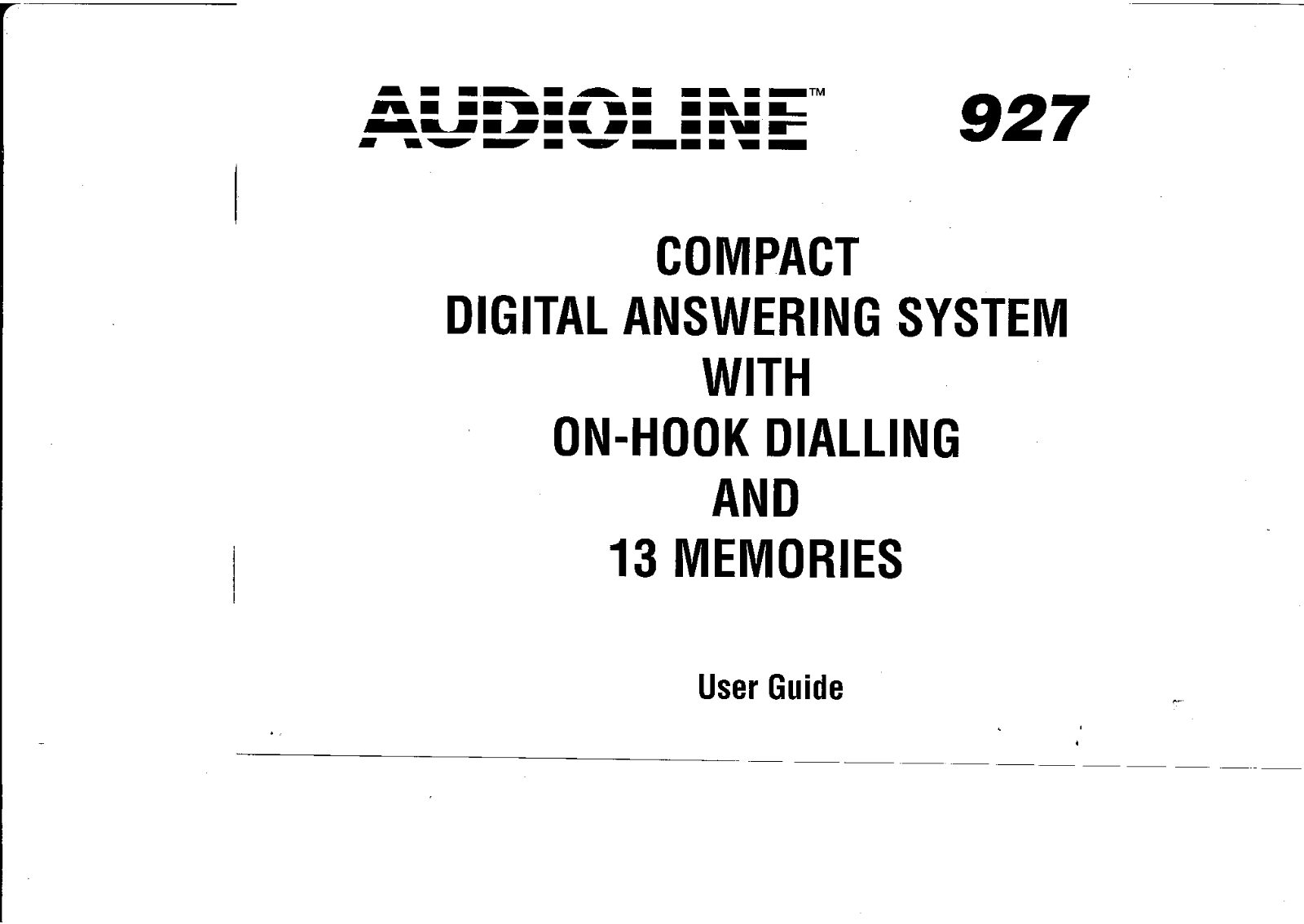 Audioline 927 User Manual