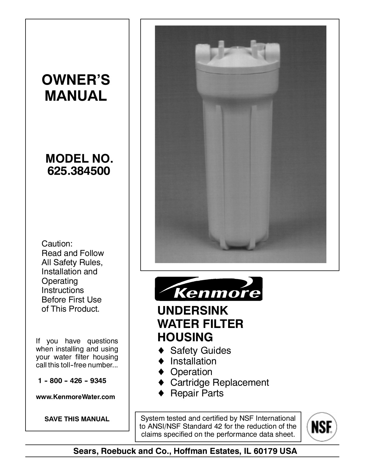 Kenmore 625.384500 User Manual