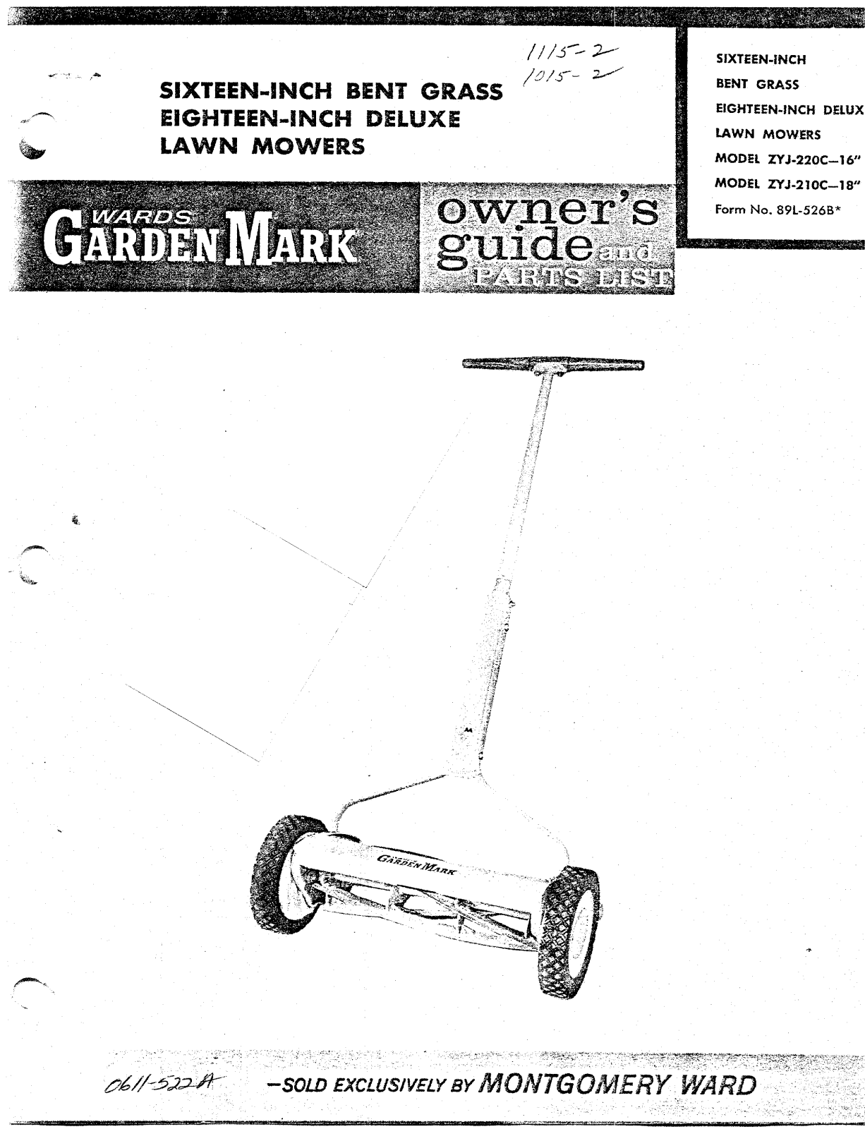 Mtd ZYJ220C, ZYJ210C owners guide