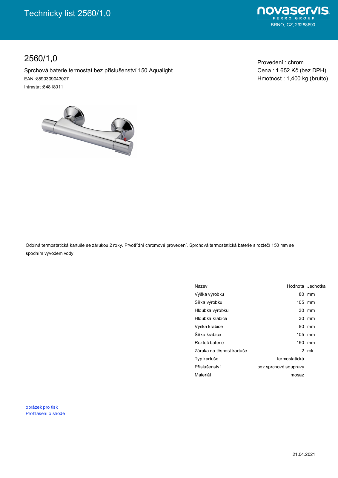Novaservis 2560/1.0 User guide - ManualMachine.com