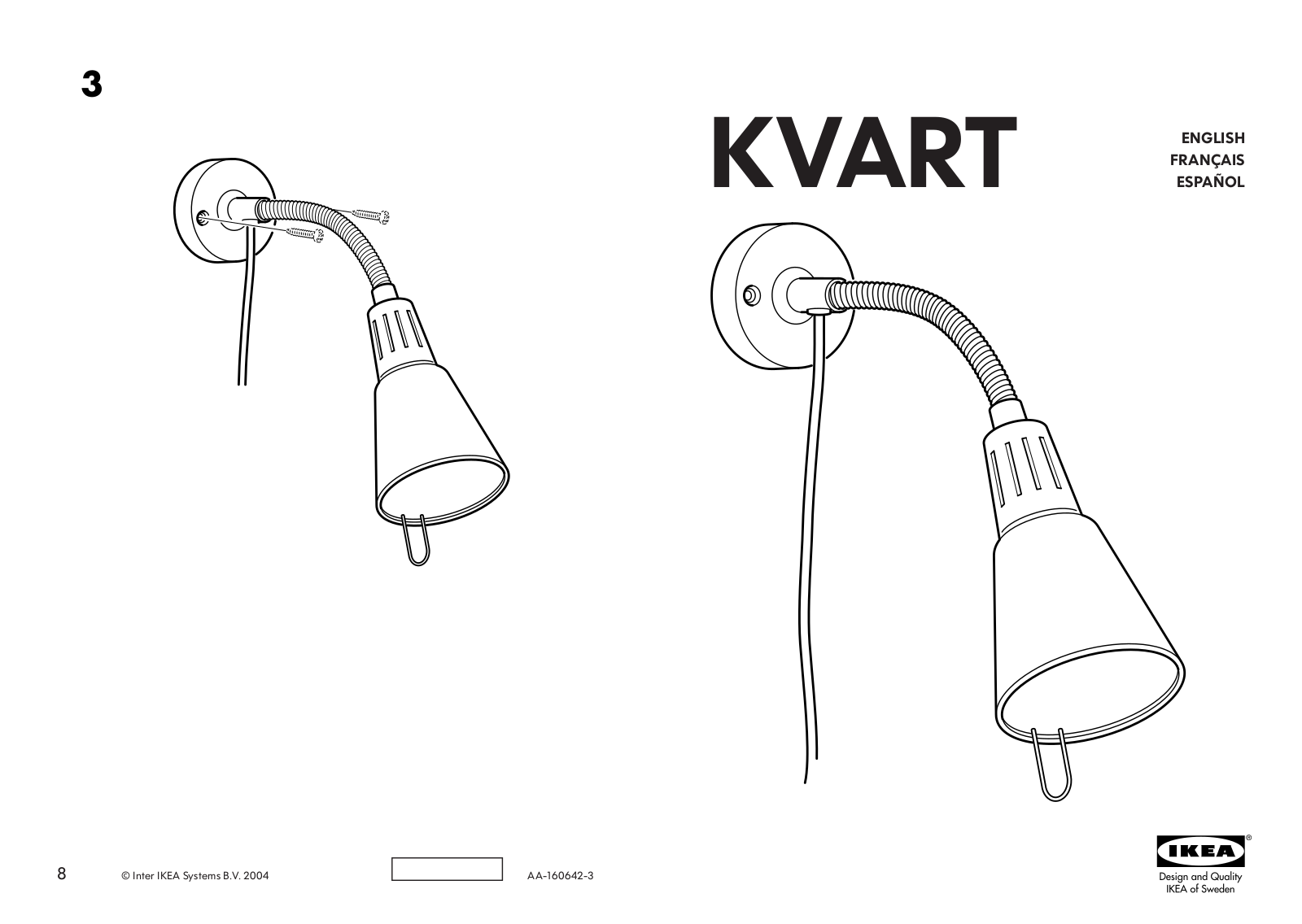 IKEA KVART WALL-CLAMP SPOTLIGHT Assembly Instruction