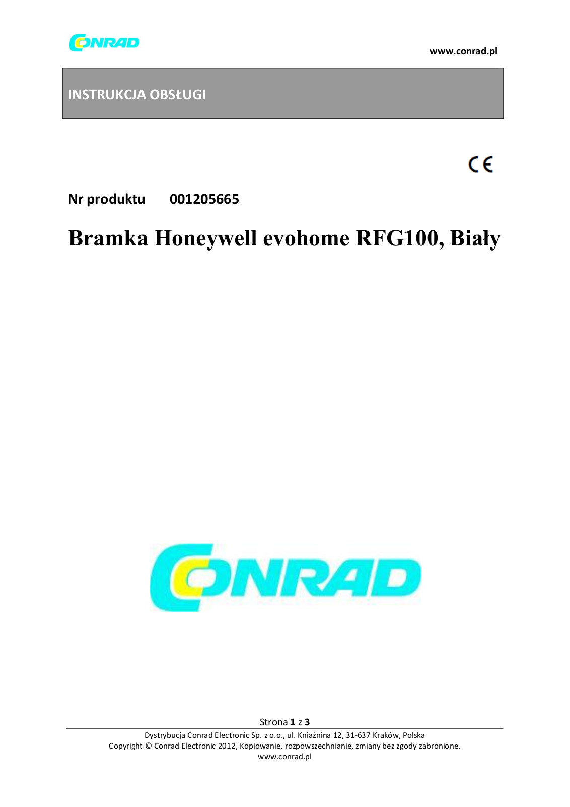 Honeywell RFG100 User guide