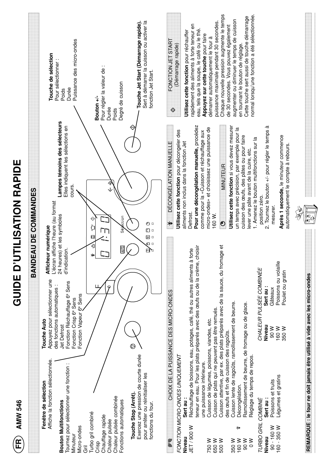 Whirlpool AMW 546 Quick start guide