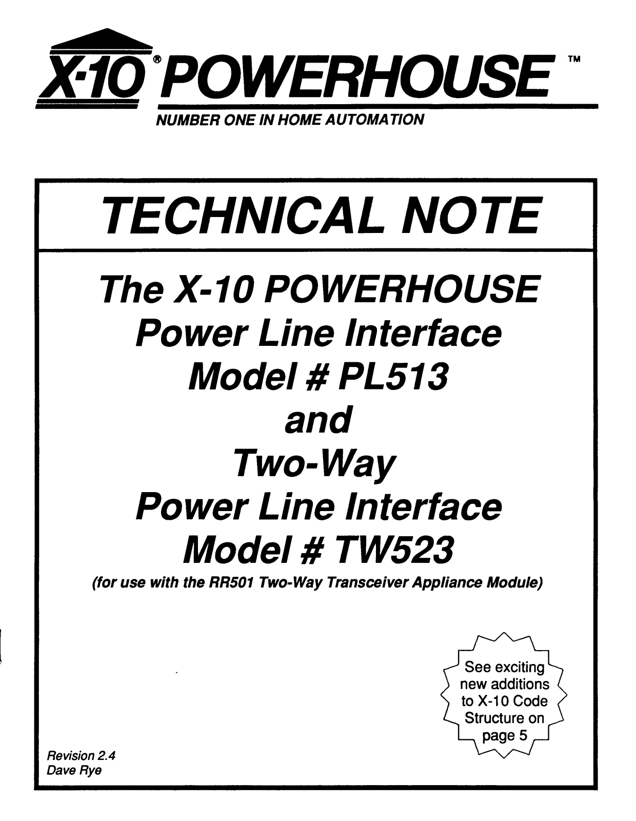 X10 PL513, TW523 User Manual