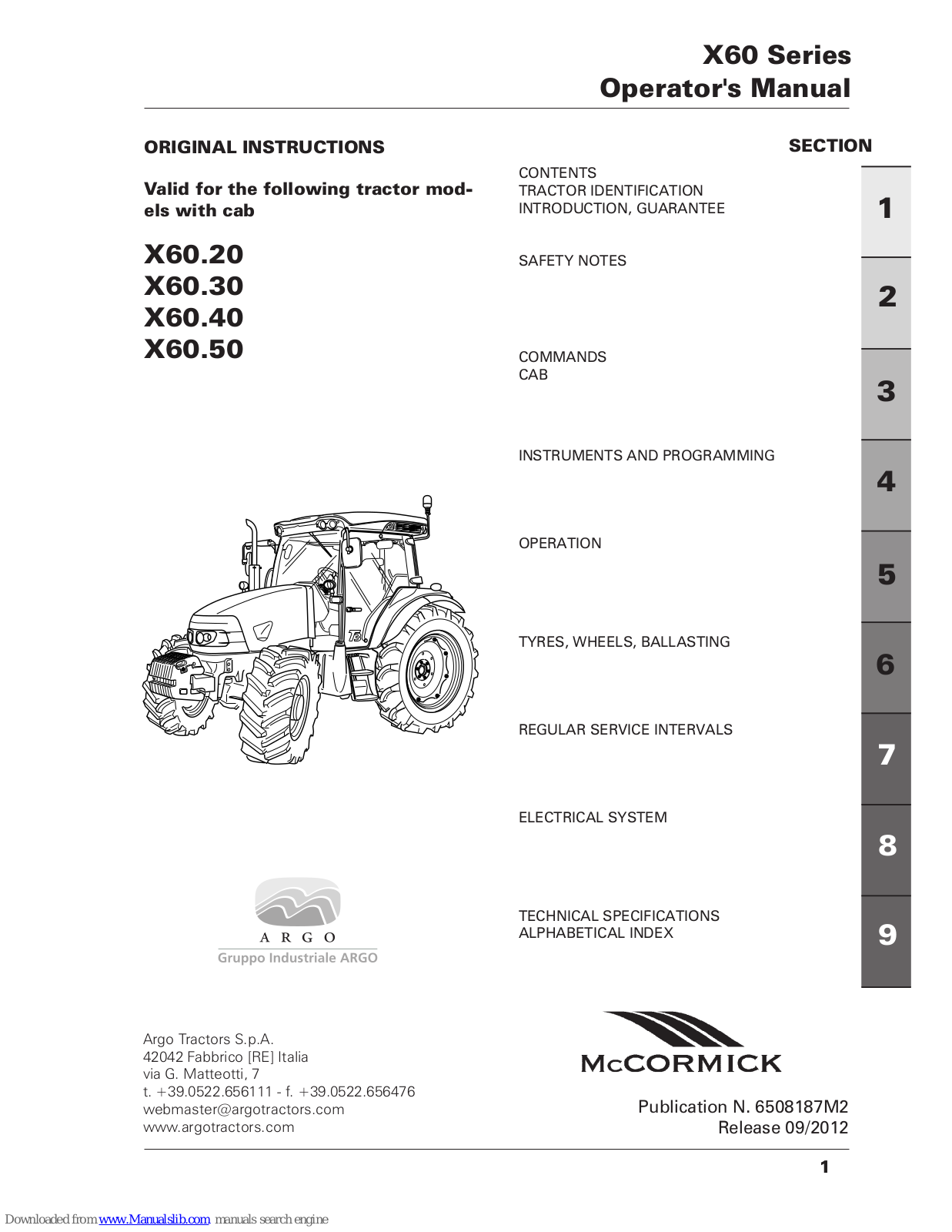 MCCORMICK X60, X60.40, X60.50, X60.30, X60.20 Operator's Manual