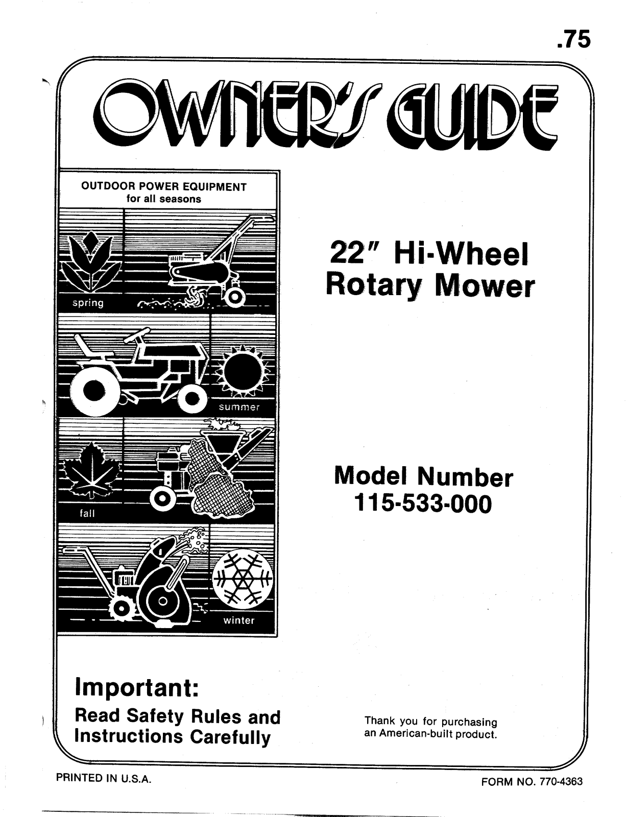 MTD 115-533-000 User Manual