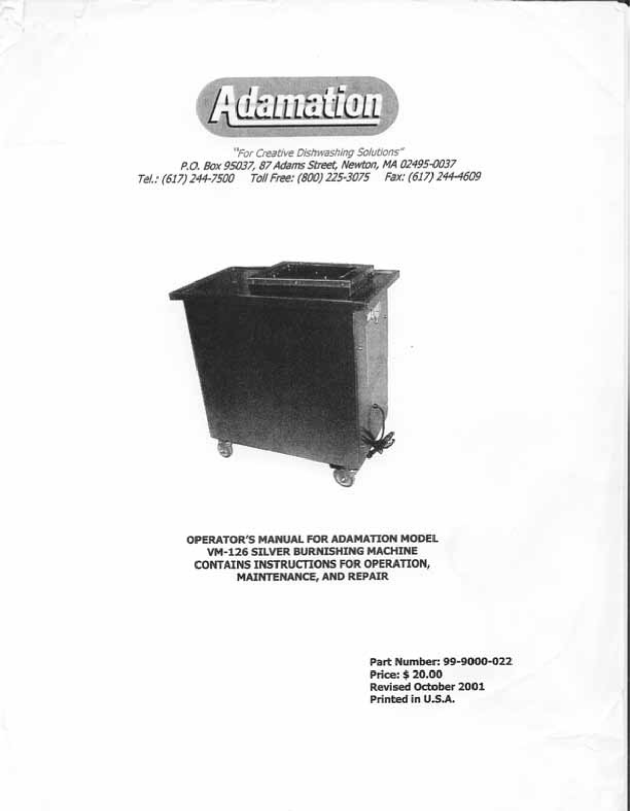 Adamation VM-126 Installation  Manual