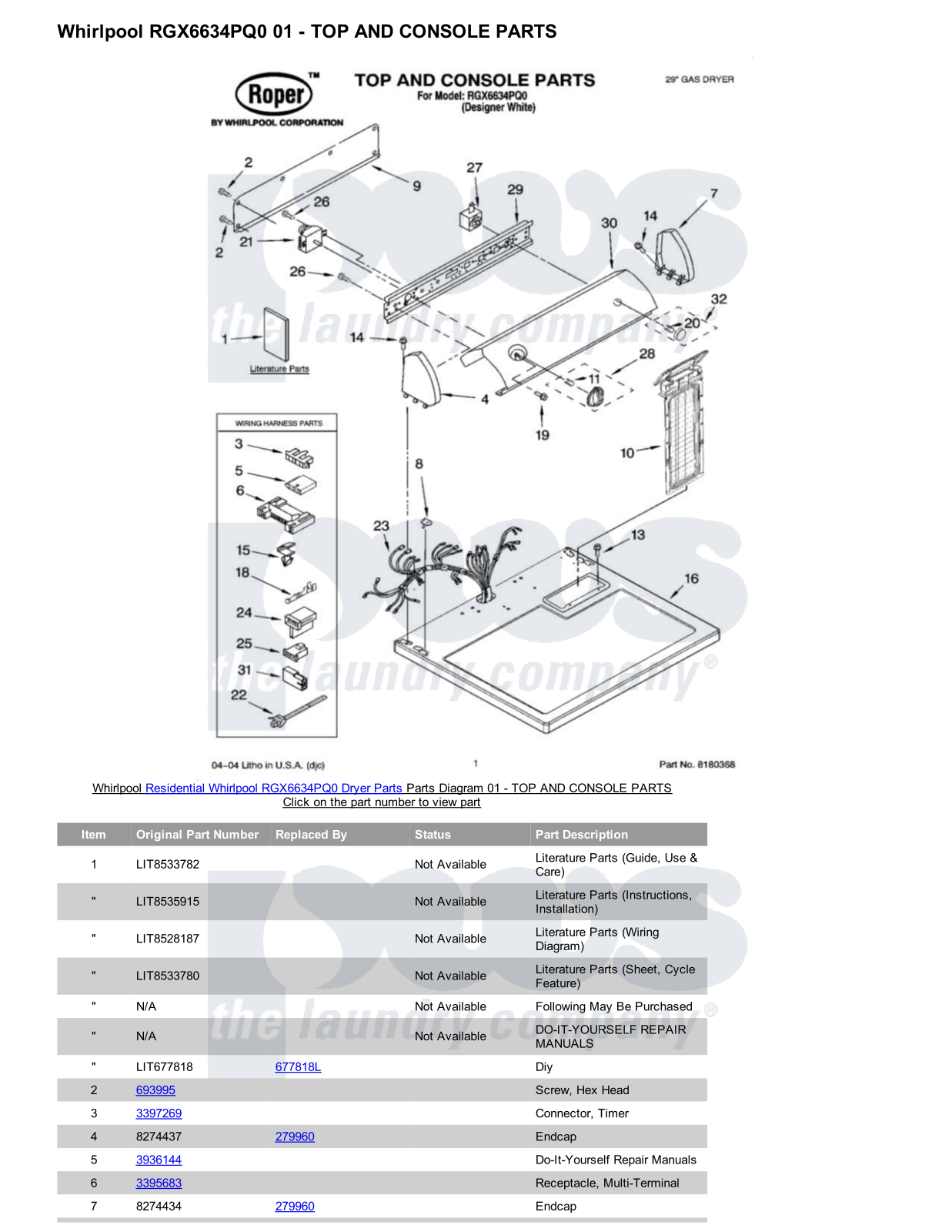 Whirlpool RGX6634PQ0 Parts Diagram