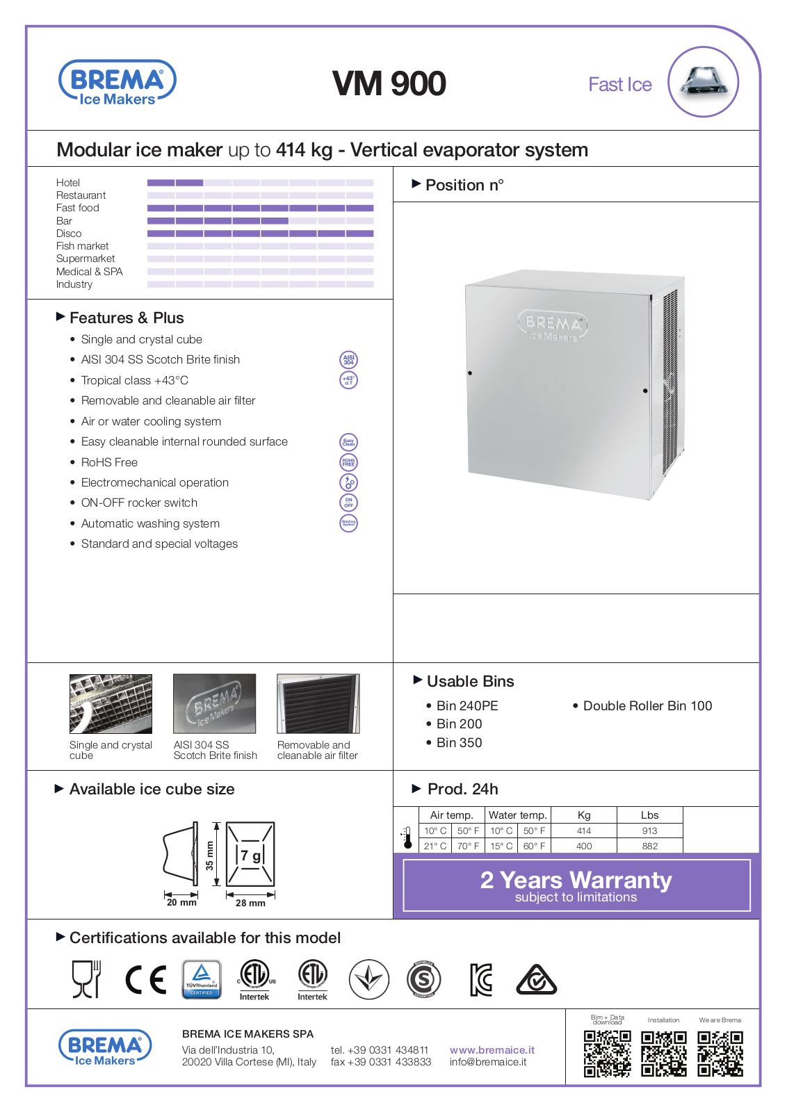 Brema VM 900 Datasheet