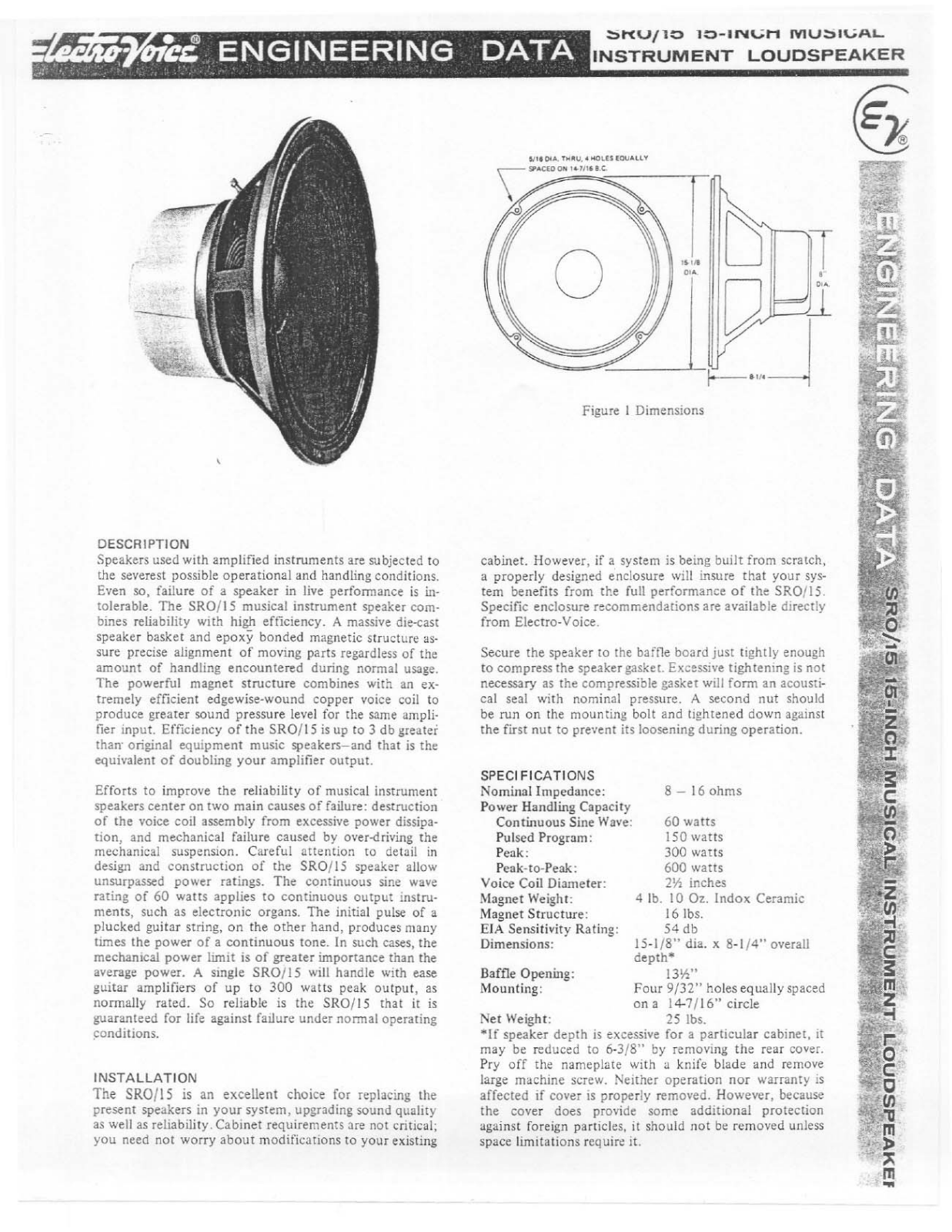 Electro-Voice SRO-15 User Manual