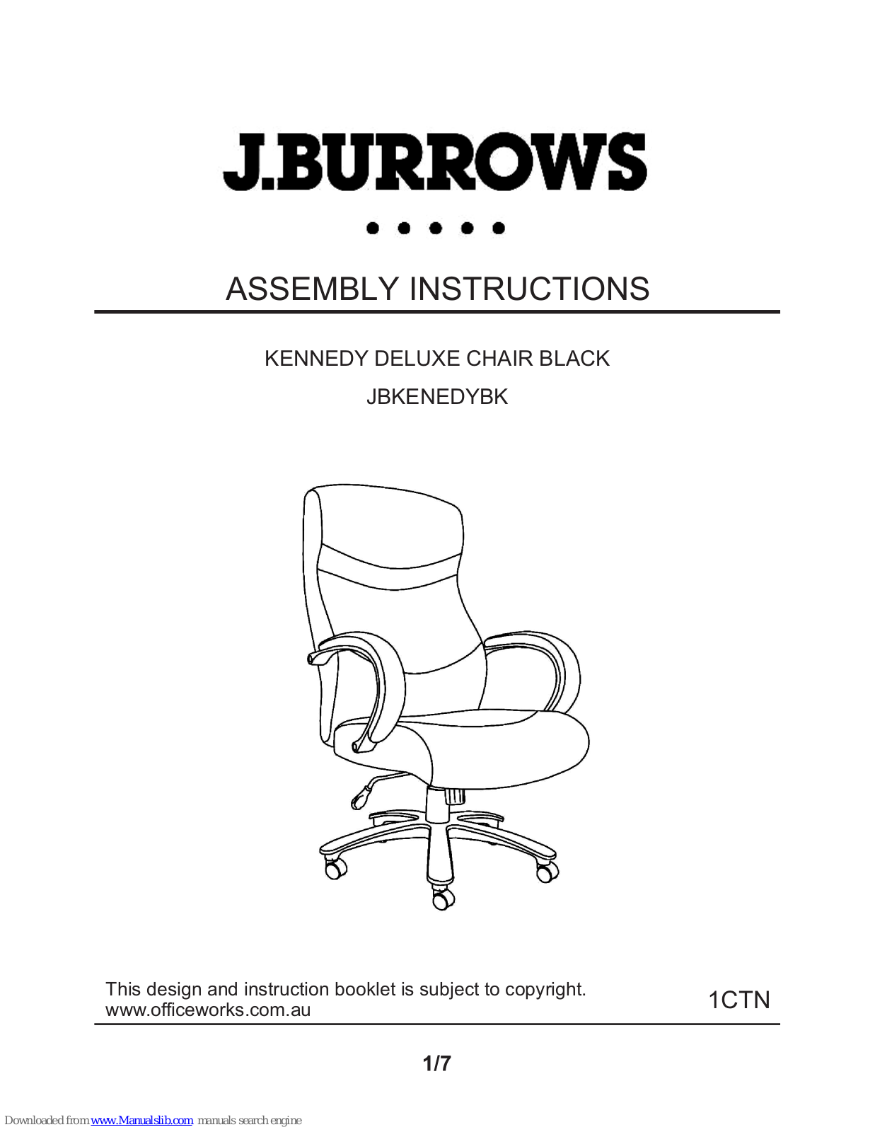 J.Burrows JBKENEDYBK Assembly Instructions Manual