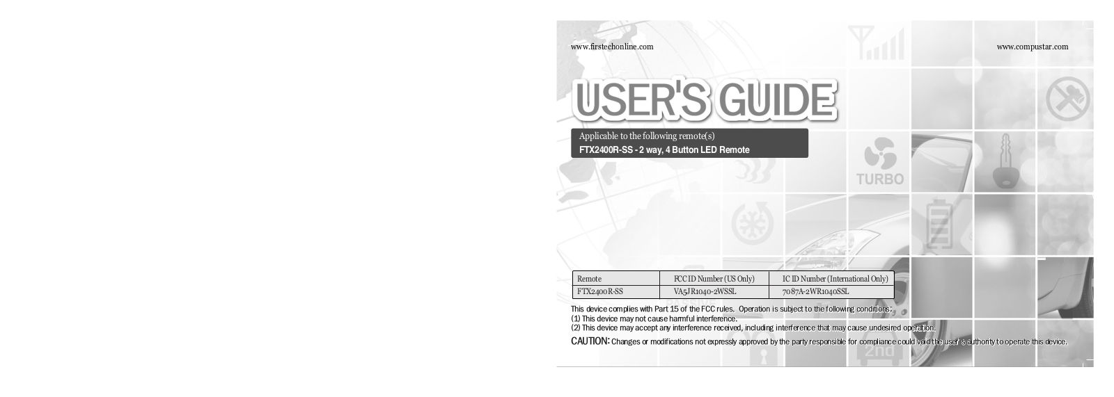 Firstech FTX2400R-SS User Manual